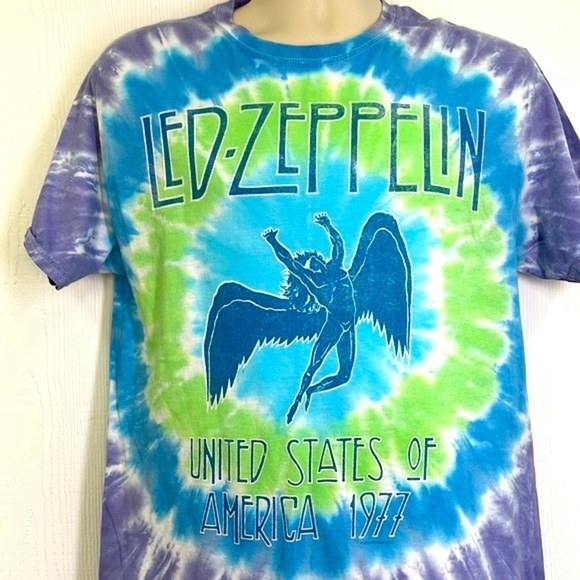 Liquid Blue - Led Zeppelin United States Of America 1977 Tye Dye Graphic Tee Med - Picture 3 of 8